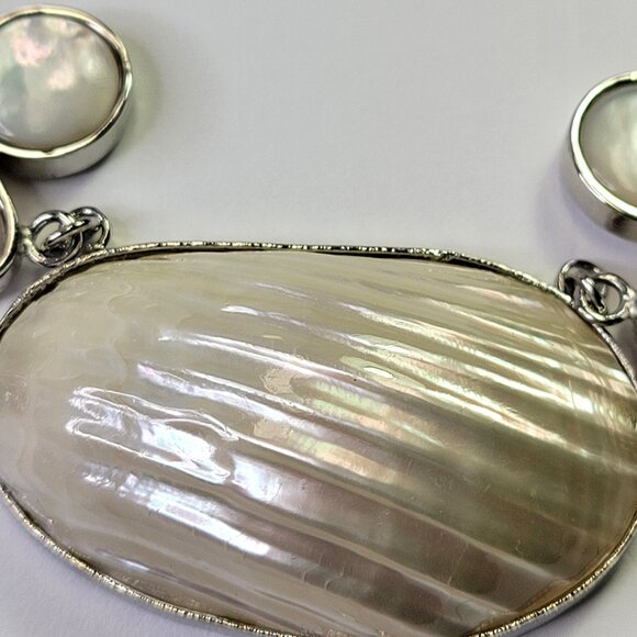 Huge Mother Of Pearl Style Bib Choker Necklace Statement Faux Pearl Necklace - Picture 6 of 11